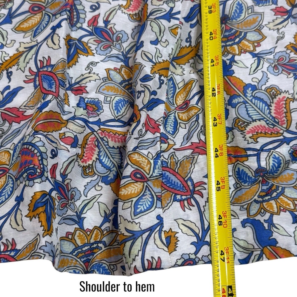 Boden Full Skirt Paneled Linen Blend Midi Dress  Multicolor Paisley Vine 12 - Picture 12 of 12
